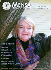 Mensa Foundation 2007 Lifetime Achievement Award winner, Dr. Jane Piirto