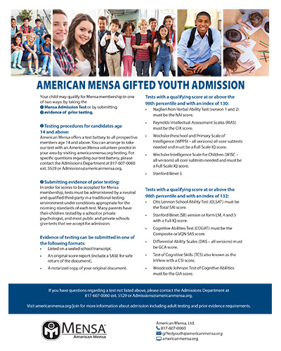 Fliers, Gifted Youth Admission